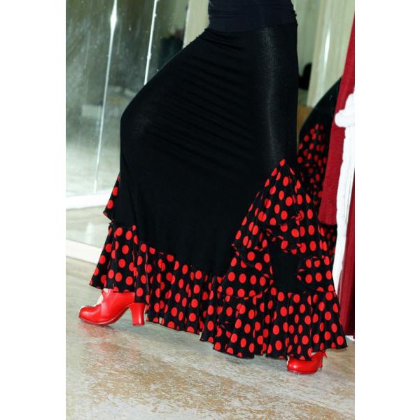 Wine with black double layers spanish flamenco dance skirts for women  female stage performance modern ballet dance skirt classical dance swing  skirts- SIZE : one size ( fit waistline from 60cm-93cm)Skirt Length