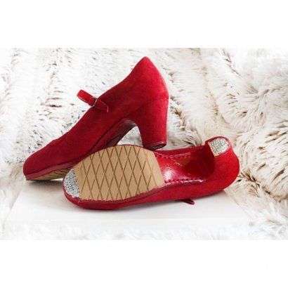 Professional Flamenco Shoes Model 370 SUEDE RED No 35-