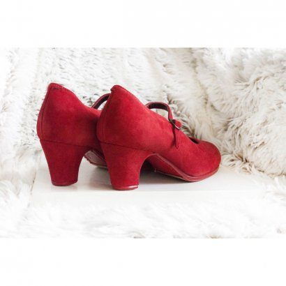 Professional Flamenco Shoes Model 370 SUEDE RED No 35-1