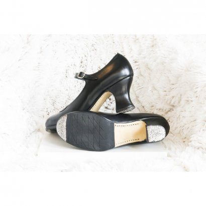 Professional Flamenco Shoes Model Clásico/T6 CARRETE LEATHER BLACK No 40-1