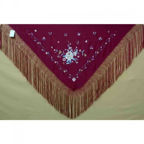 Flamenco Mini Shawl Model 205-A Burgundy Print