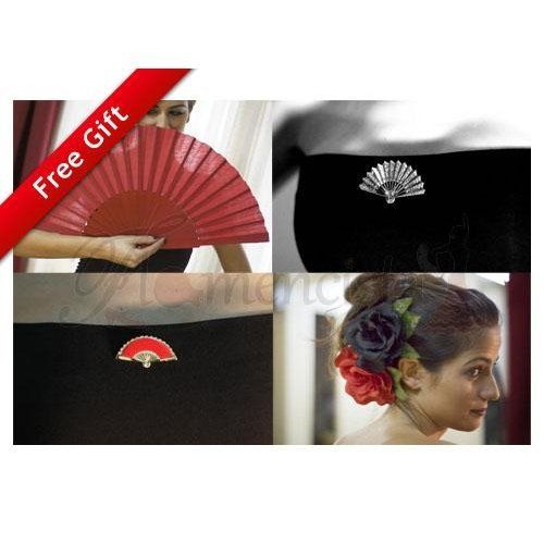 Abanico, Flor, Pendientes de Flamenco+ ¡Broche Gratis!-1