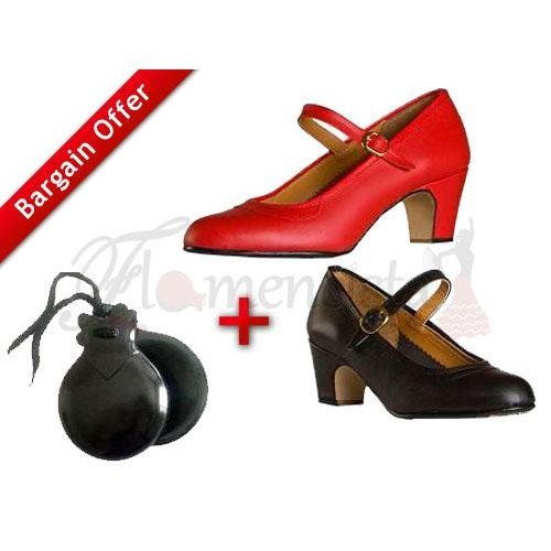 Zapatos de Flamenco y Castañuelas para principiantes + ¡10% de descuento adicional!